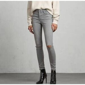 ALLSAINTS Grace Slashed Skinny Jeans In Gray Size 26